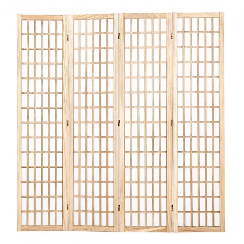 Raumteiler Japanischer Wandteiler 4 Paneele zur Raumtrennung (Naturfarbe)