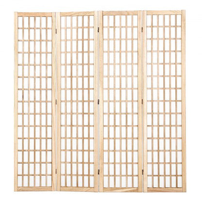Raumteiler Japanischer Wandteiler 4 Paneele zur Raumtrennung (Naturfarbe)