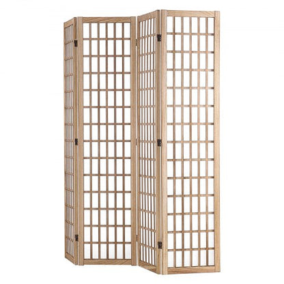 Raumteiler Japanischer Wandteiler 4 Paneele zur Raumtrennung (Naturfarbe)