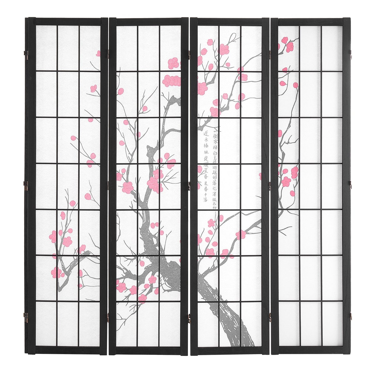Room Divider, 4 Panel Japanese Room Divider Screen, Wood Folding Privacy Screen Indoor, Japanese Partition Portable Decoration Dividers, for Room Separation Home Office Restaurant & Bedroom