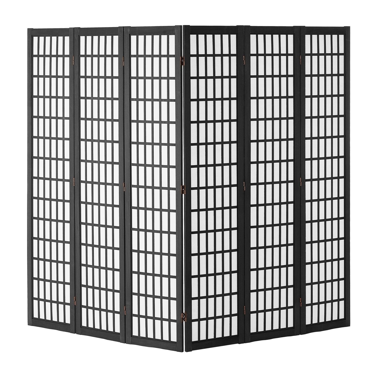 Room Divider, 6 Panel Japanese Room Divider, Folding Privacy Screen Indoor, Portable Partition Dividers and Decoration Screens, for Room Separation, Home, Office, Restaurant & Bedroom (Black)