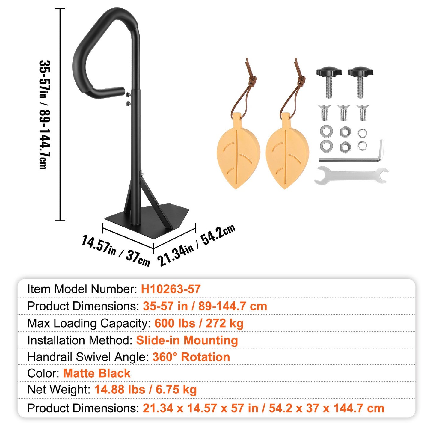Whirlpool-Handlauf, 360° drehbarer Seitenhandlauf für Spa mit 88,9–145,8 cm einstellbarer Höhe, rostfreie Whirlpool-Stufenstange aus Aluminium mit Gleitbasis für drinnen und draußen, Tragkraft 273 kg