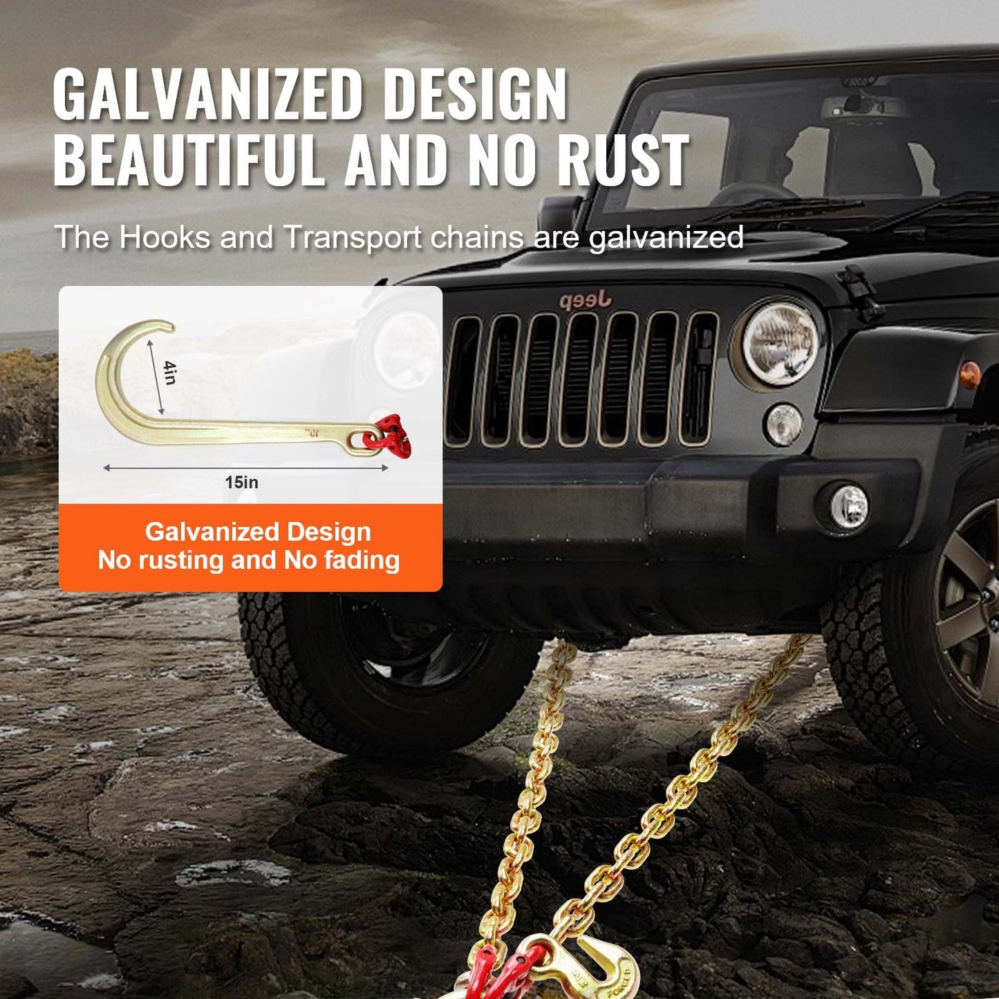 5/16" x 2' G80 Dragkedja J Krok V-kedja Träns Grab Hook Wrecker 10800 lbs