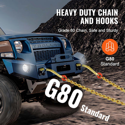5/16" x 2' G80 Dragkedja J Krok V-kedja Träns Grab Hook Wrecker 10800 lbs