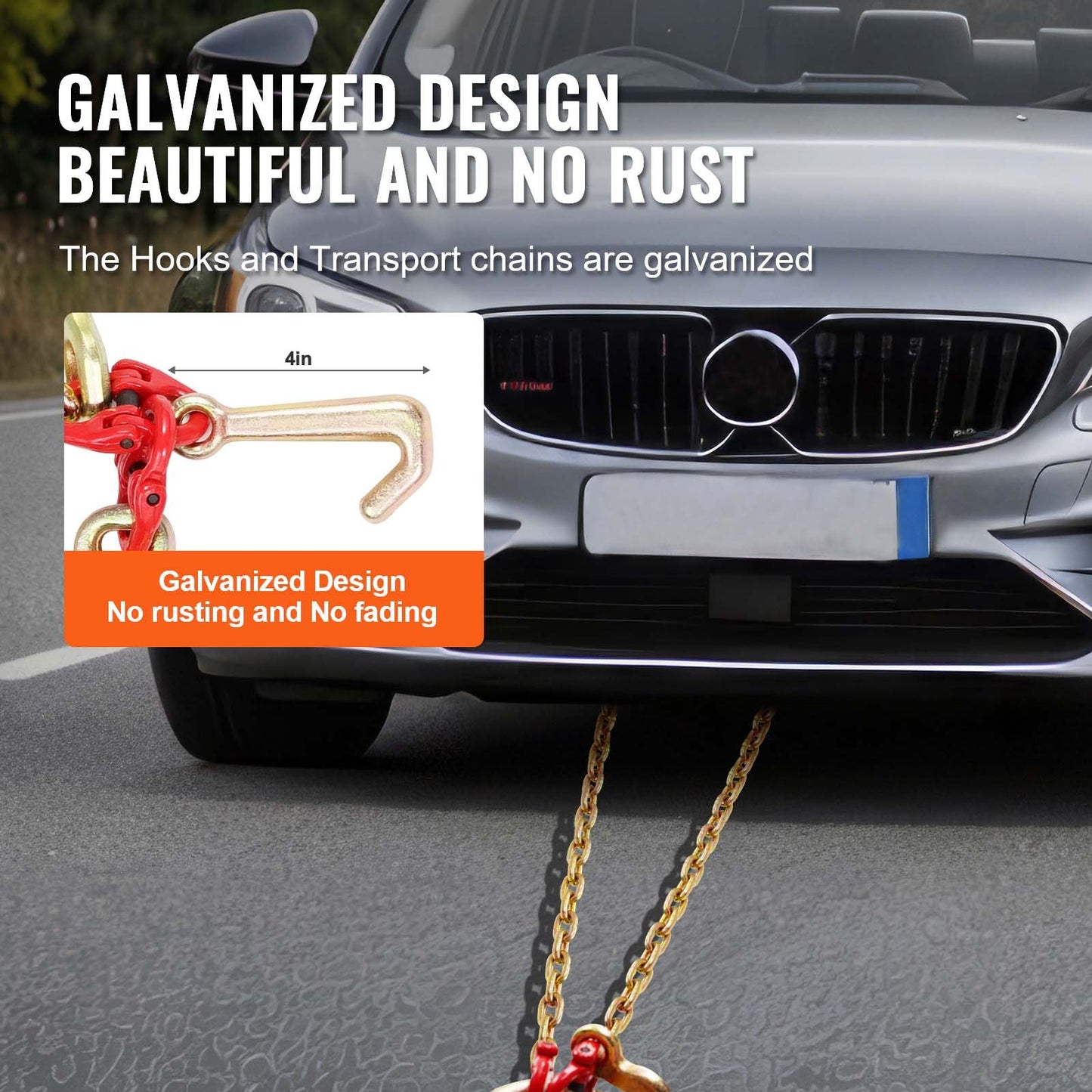 5/16" x 3' G80 Pulley V-chain Bridle RTJ &amp; Grab Hooks Wrecker 10800 lbs