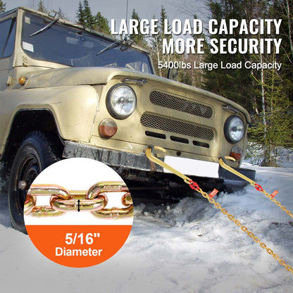 2PCS 5/16"x6' G80 Zipper 15" J Hook Long Shank RTJ &amp; Grab Hooks Wrecker