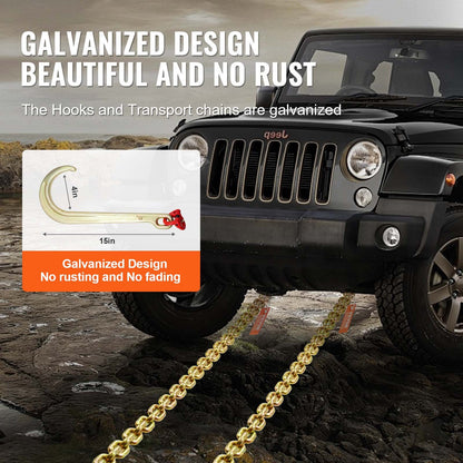 2PCS 5/16"x6' G80 Zipper 15" J Hook Long Shank RTJ &amp; Grab Hooks Wrecker