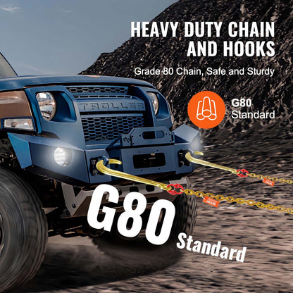 2PCS 5/16"x6' G80 Zipper 15" J Hook Long Shank RTJ &amp; Grab Hooks Wrecker