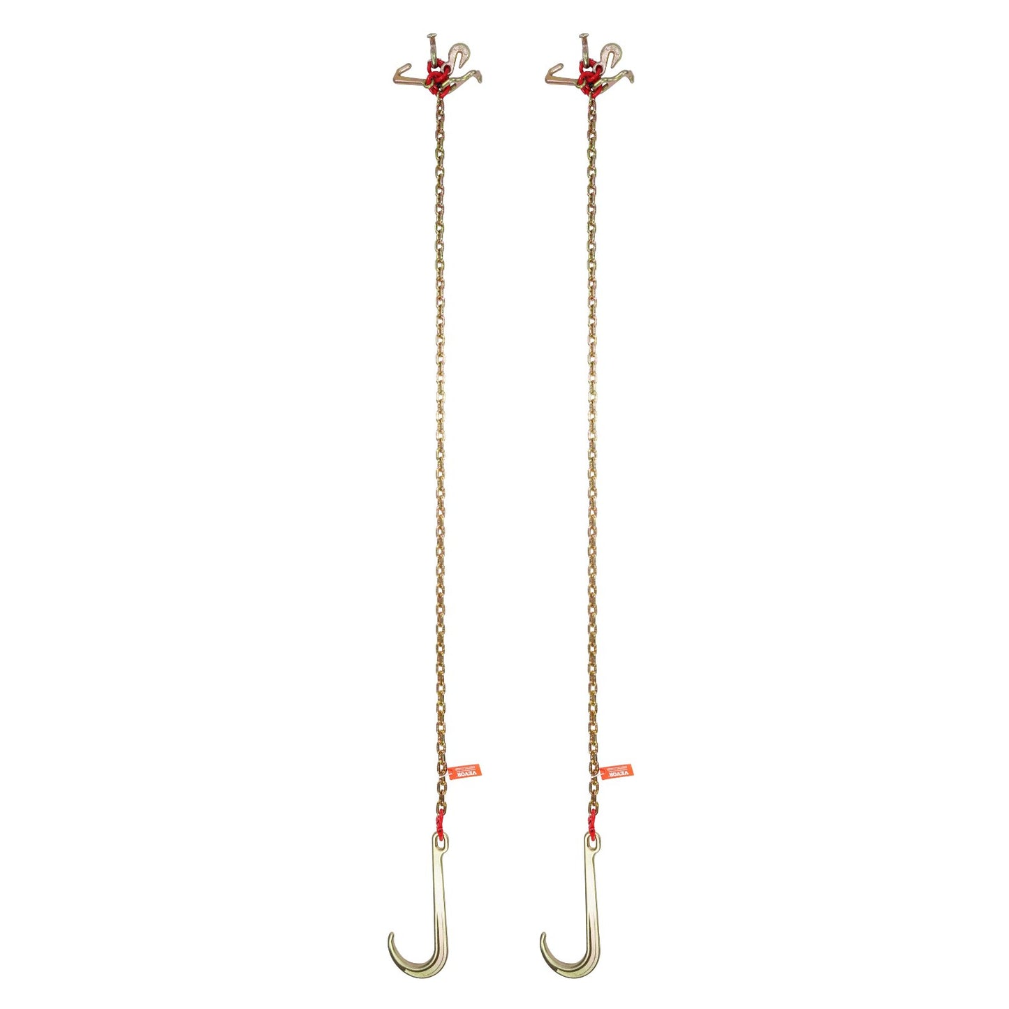 2PCS 5/16"x6' G80 Zipper 15" J Hook Long Shank RTJ &amp; Grab Hooks Wrecker