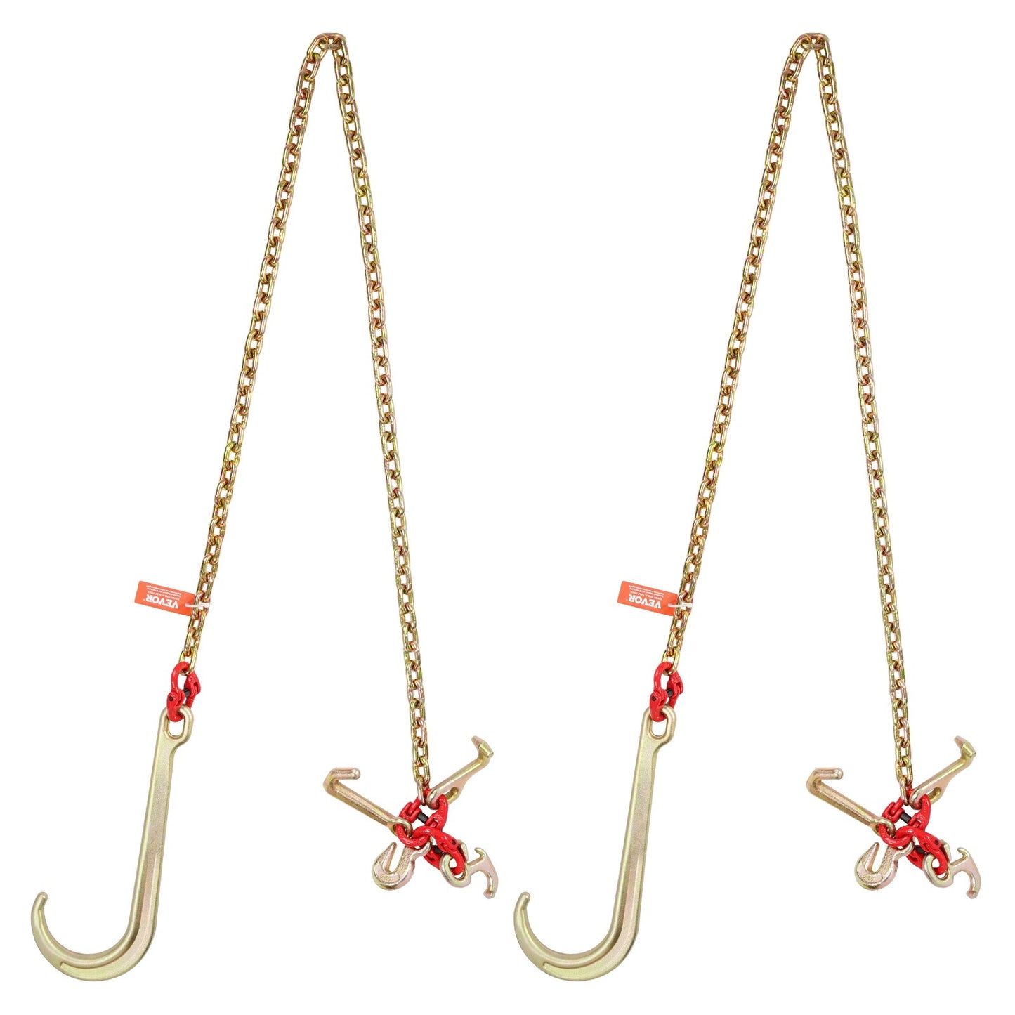 2PCS 5/16"x6' G80 Zipper 15" J Hook Long Shank RTJ &amp; Grab Hooks Wrecker