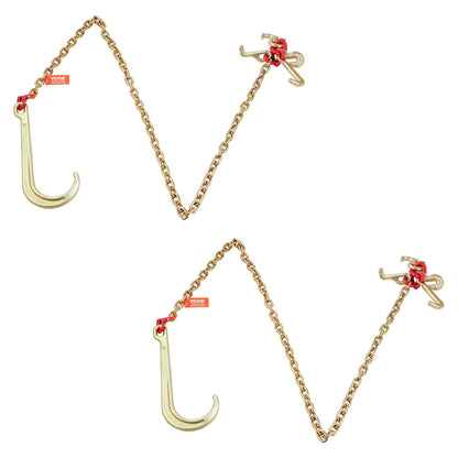 2PCS 5/16"x6' G80 Zipper 15" J Hook Long Shank RTJ &amp; Grab Hooks Wrecker