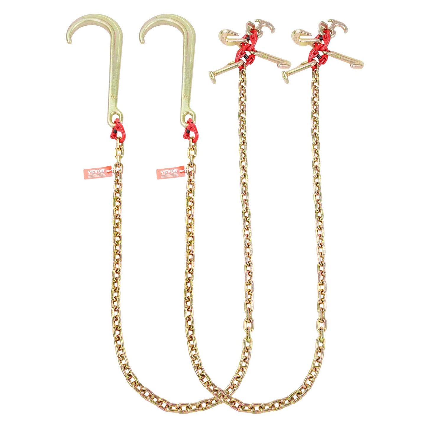 2PCS 5/16"x6' G80 Zipper 15" J Hook Long Shank RTJ &amp; Grab Hooks Wrecker