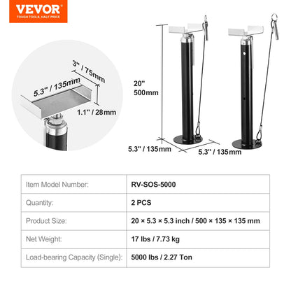 RV Slide Out Support Jacks, 5000 lbs Kapacitet Varje Slide Out stabilisator, justeras från 20"-48" Camper Slide Out Support Jacks, Heavy Duty Slide Out stabilisatorer för husbilar, husbilar och släpvagnar