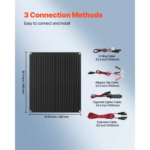 30W 12V solpanelbatteriladdare, solcellsbatteriunderhållsladdare med inbyggd smart styrenhet och 3 anslutningskablar, IP67 vattentät bärbar för husbil, motorcykel, båt, minibuss, husbil |  EU