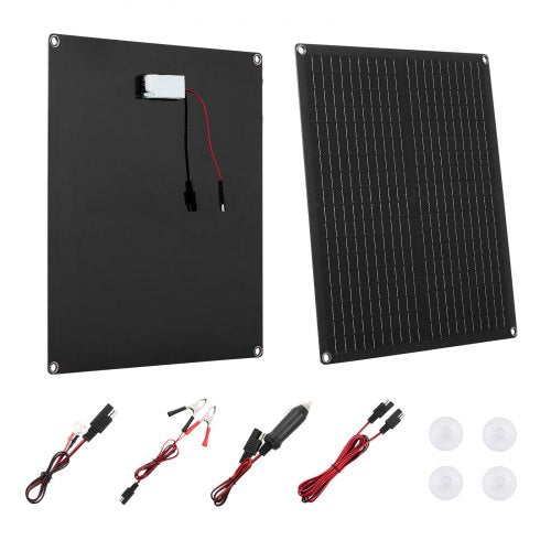 30W 12V Solar Panel Battery Charger, Solar Battery Trickle Charger Maintainer with Built-in Smart Controller & 3 Connection Cables, IP67 Waterproof Portable for RV Car Motorcycle Boat Van Camper
