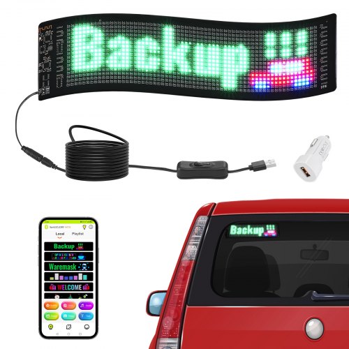 Programmable LED Sign, P5 Full Color LED Scrolling Panel, DIY Custom Text Animation Pattern Display Board, Bluetooth APP Control Message Shop Sign for Store Business Car Bar Advertising, 15"x4"