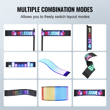 68x12cm Programmable LED Sign Scrolling Display Board P6 Full Color