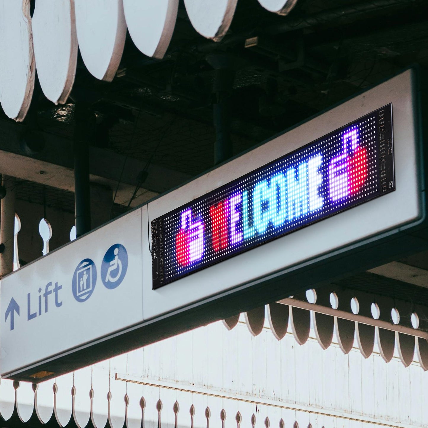 Programmable LED Sign, P6 Full Color LED Scrolling Panel, DIY Custom Text Animation Pattern Display Board, Bluetooth APP Control Message Shop Sign for Store Business Car Advertising, 27"x5"