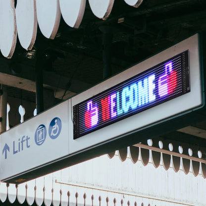 Programmable LED Sign, P6 Full Color LED Scrolling Panel, DIY Custom Text Animation Pattern Display Board, Bluetooth APP Control Message Shop Sign for Store Business Car Advertising, 27"x5"