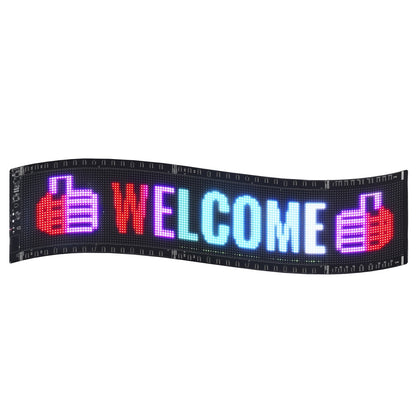 Programmable LED Sign, P5 Full Color LED Scrolling Panel, DIY Custom Text Animation Pattern Display Board, Bluetooth APP Control Message Shop Sign for Store Business Car Advertising, 32.9"x8"