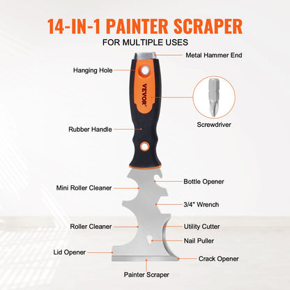 Drywall Knife Set, 6 PCS Drywall Tools Includes 3" Painter Scraper, Two Putty Knives, Two Taping Knives and 12" Mud Pan, Stainless Steel Spackle Tool, Drywall Finishing Tools for Home