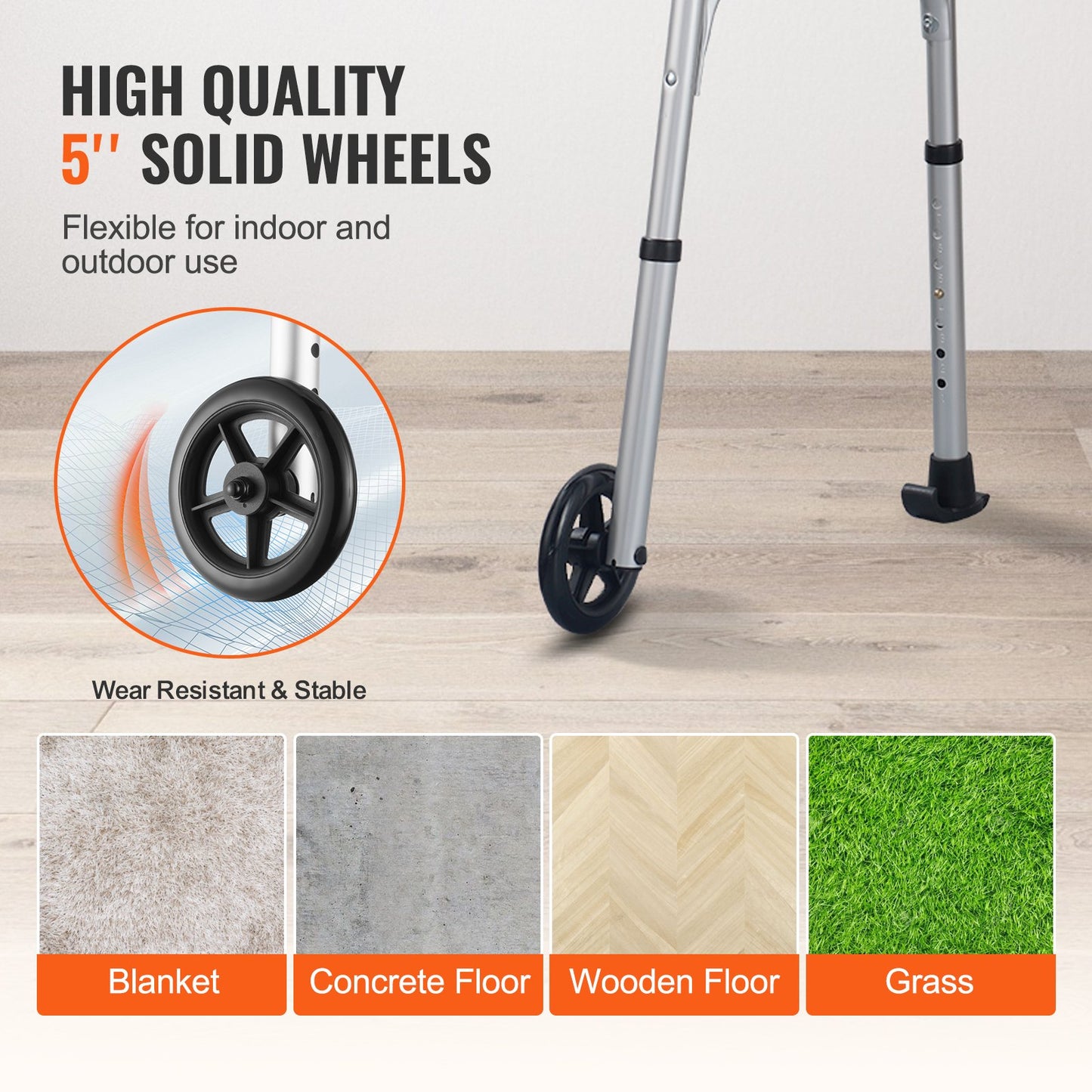Folding Walker on Wheels, 3-in-1 Stand-Assist Folding Walkers with Adjustable Height and Width, Lightweight Aluminum | Front Wheeled Mobility Aid for Elderly Handicapped Disabled, Up to 350LBS
