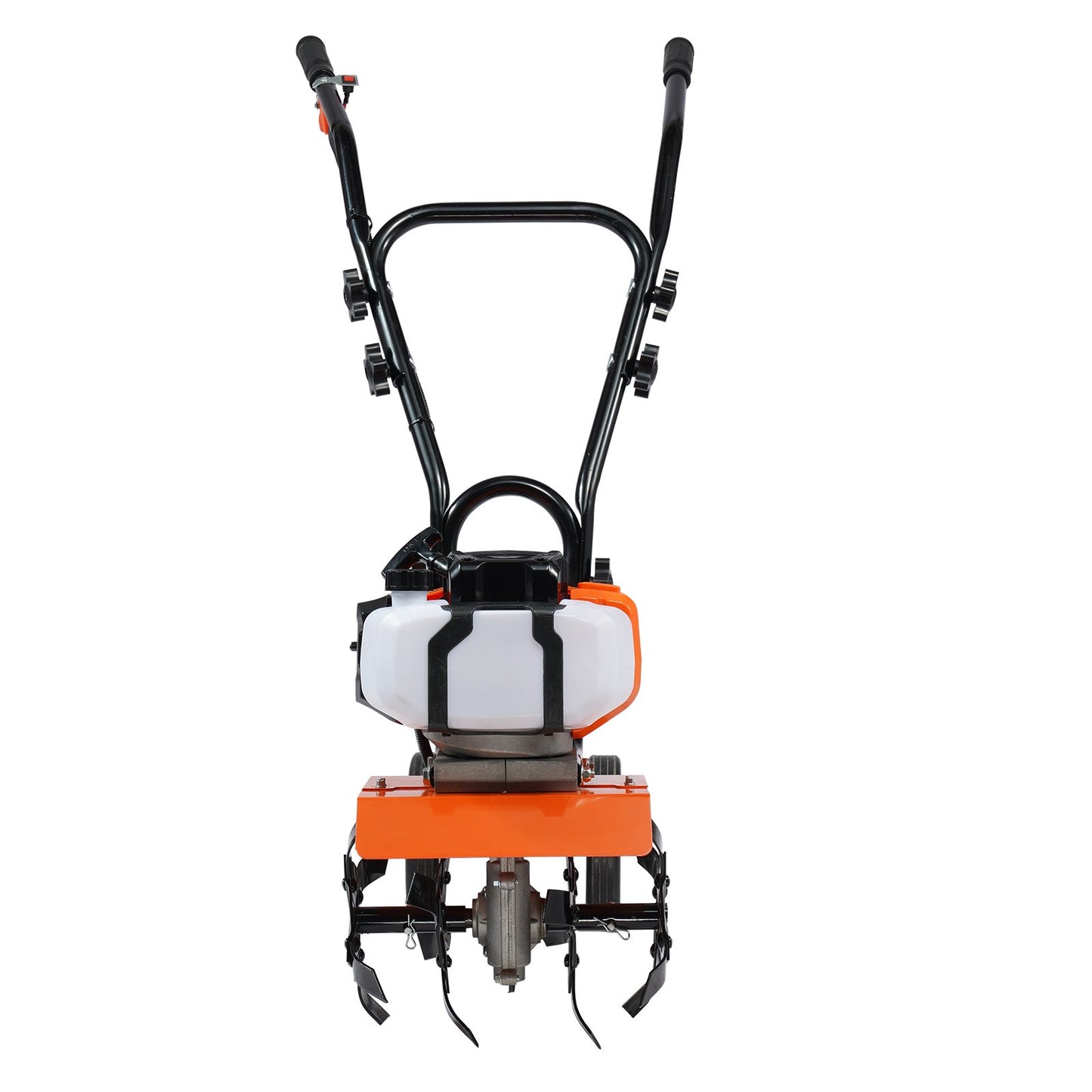 Rorkultskultivator Gasdriven, 43CC 2-takts trädgårdskultivator, rorkult med 4 stål justerbara främre pinnar för gräsmatta, trädgård och åkerjordbearbetning