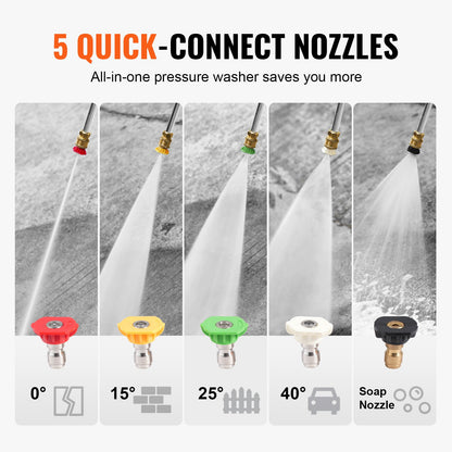 Gas Pressure Washer, 3500 PSI 2.6 GPM, Gas Powered Pressure Washer with Aluminum Pump, Spray Gun and Extension Wand, 5 Nozzle Set, for Cars, Fences, Homes, Driveways, Patios, Furniture, Horizontal