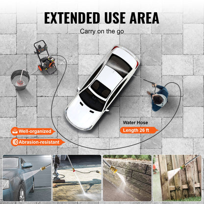 Gastryckstvätt 3400 PSI 2,6 GPM med 5 munstycken för bilar Vertikal