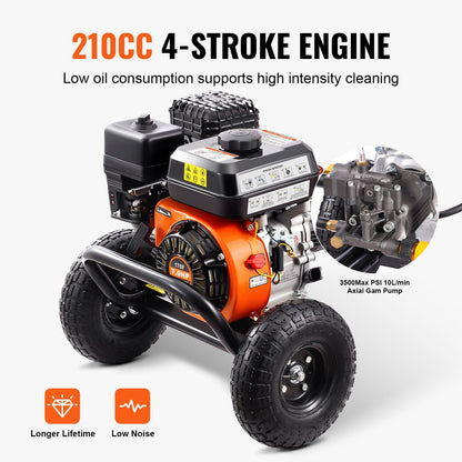 Gastryckstvätt 3500 PSI 10L/min 2,6 GPM med 5 munstycken för bilar