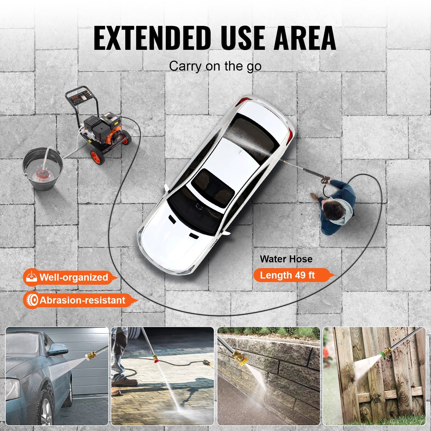 Gastryckstvätt 4400 PSI 15L/min 2,6 GPM med 5 munstycken för bilar