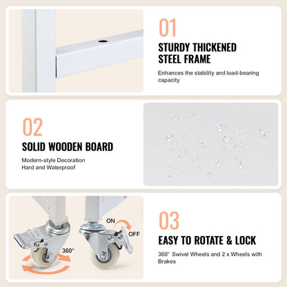 Wärmepressentisch, 3-stufiger beweglicher Wärmepressenständer, faltbar mit Rädern, weiß