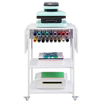 Wärmepressentisch, 3-stufiger beweglicher Wärmepressenständer, faltbar mit Rädern, weiß