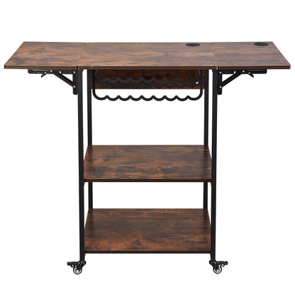 Värmepressbord 3-vånings rörligt värmepressställ Fällbart med hjul Brun