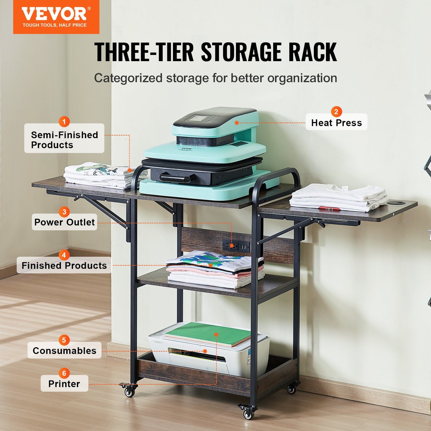 Transferpressentisch mit Ladestation 3-stufiger beweglicher Transferpressenständer