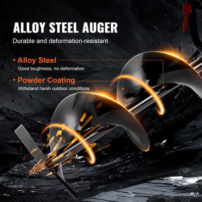 Post Hole Digger, 52cc 1450W Auger Post Hole digger, Gas Powered Earth Digger with Two Earth Auger Drill Bit 6" & 10" and 3 Extension Rods, for Farmland, Garden and Plant, EPA certification