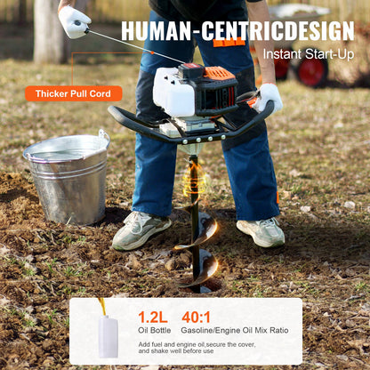 Gasstolpshålgrävare 43CC 1250W med 8” borr för gårdsträdgårdsväxt