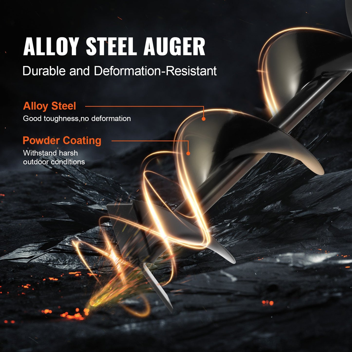 Post Hole Digger Gas Powered, 63CC 2400W Earth Auger, Gas Auger with 8” Auger Drill Action Design Bits & 1 Extension Rod, Post Fence Hole Digger for Farmland Garden Plant, Orange+Black