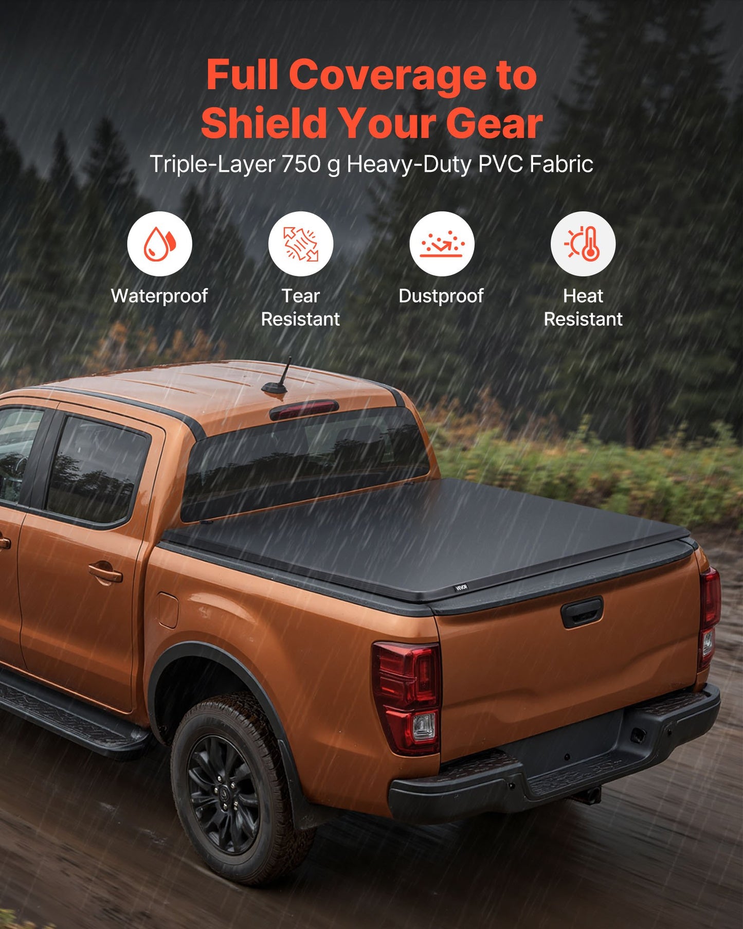 Soft Roll-Up Truck Bed Tonneau Cover, Compatible with 2014-2025 Chevy Silverado/GMC Sierra 1500 & 2014-2019 2500 3500 HD, Fits 6.5 ft (6 ft 7 in/79 in) Bed, PVC Tonneau Cover with Aluminum Bars