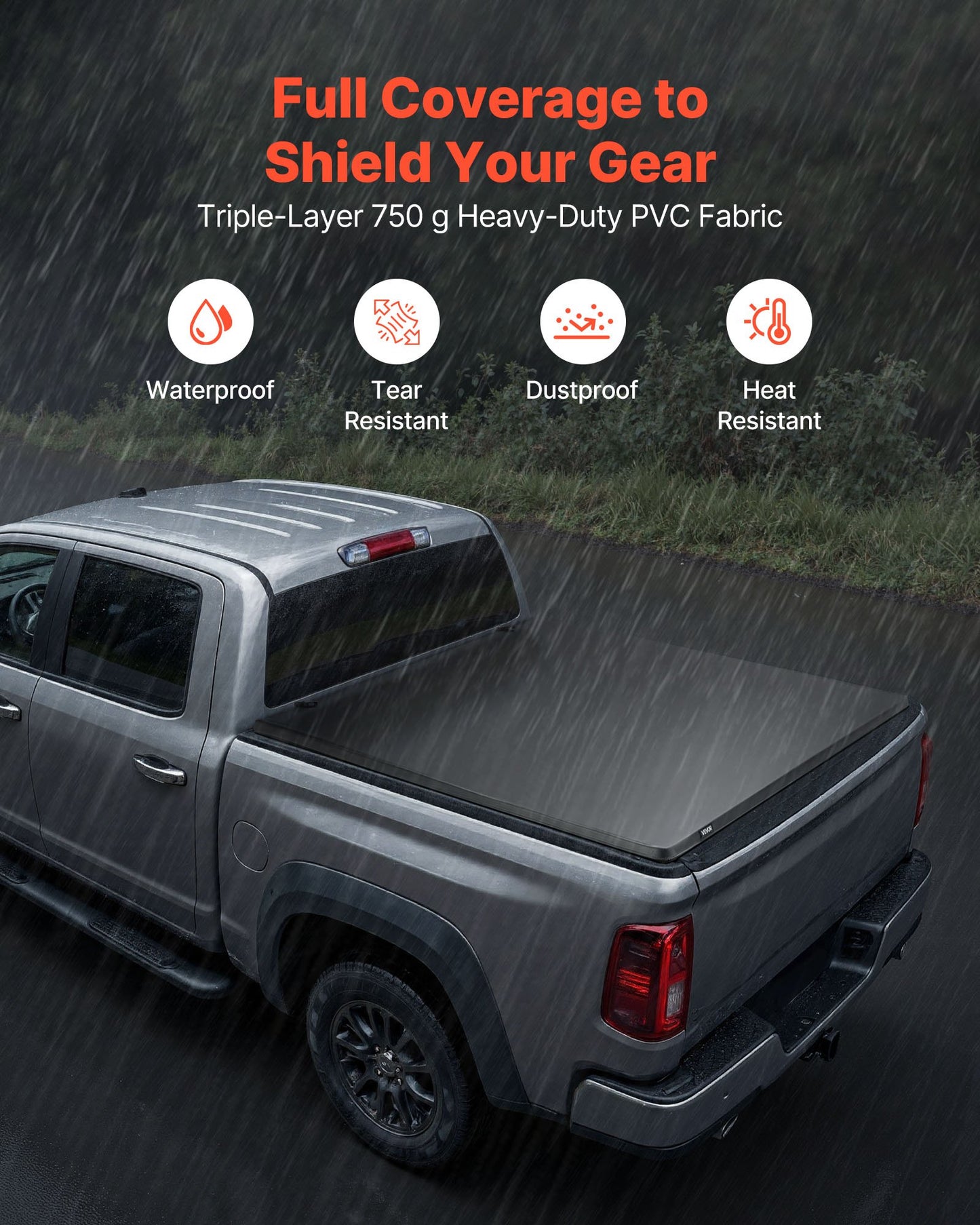 Soft Roll-Up Truck Bed Tonneau Cover, Compatible with 2014-2018 Chevy Silverado/GMC Sierra 1500 (2019 LD/Limited), Fits 5.8 ft (5 ft 9 in/69 in) Bed, PVC Tonneau Cover with Aluminum Alloy Bars