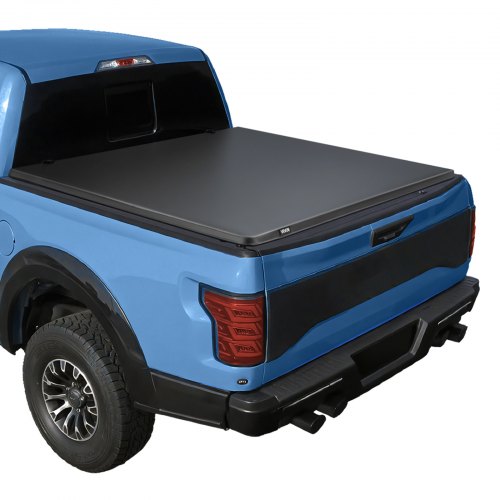 Soft Roll-Up Truck Bed Tonneau Cover, Compatible with 2015-2025 Ford F150 Styleside/Fleetside (Not Fit Flareside/Stepside), Fit 6.5 ft (6 ft 7 in/79 in) Bed, PVC Tonneau Cover with Aluminum Bars