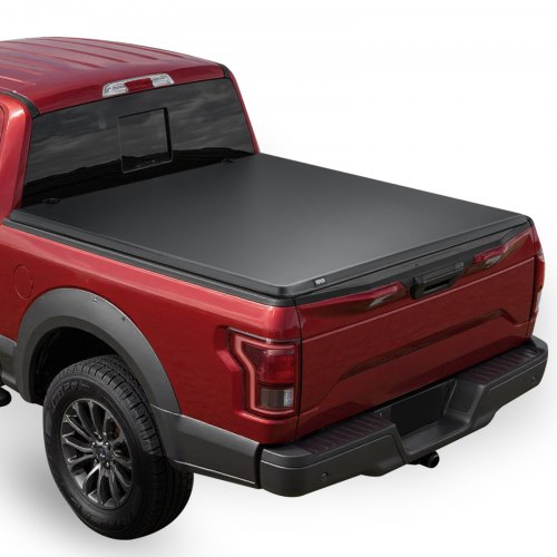 Soft Roll-Up Truck Bed Tonneau Cover, Compatible with 2017-2025 Ford F-250/350/450 Super Duty, Fits 6.8 ft (6 ft 10 in/82 in) Bed, Triple-Layer PVC Tonneau Cover with Three Aluminum Alloy Bars