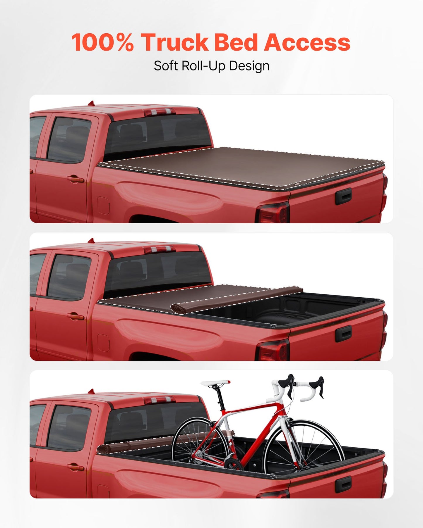 Soft Roll-Up Truck Bed Tonneau Cover, Compatible with 2019-2024 Dodge Ram 1500 Classic, 2003-2025 Ram 2500 3500, Fits 6.4 ft (6 ft 4 in/76 in) Bed, PVC Tonneau Cover with Aluminum Alloy Bars