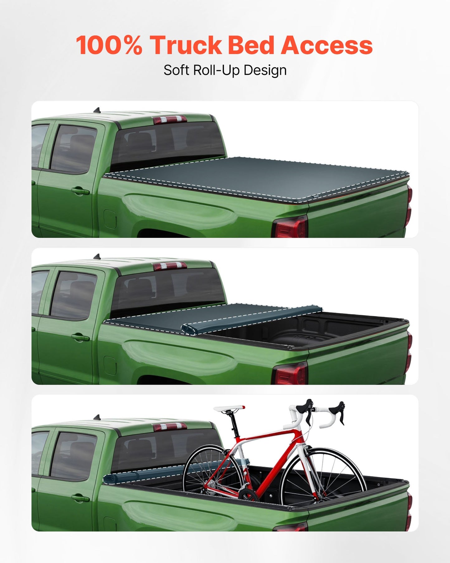 Soft Roll-Up Truck Bed Tonneau Cover, Compatible with 2019-2025 Ram 1500 New Body, Fits 5.7 ft (5 ft 7 in/67 in) Bed Without Rambox or Split Tailgate, PVC Tonneau Cover with Aluminum Alloy Bars