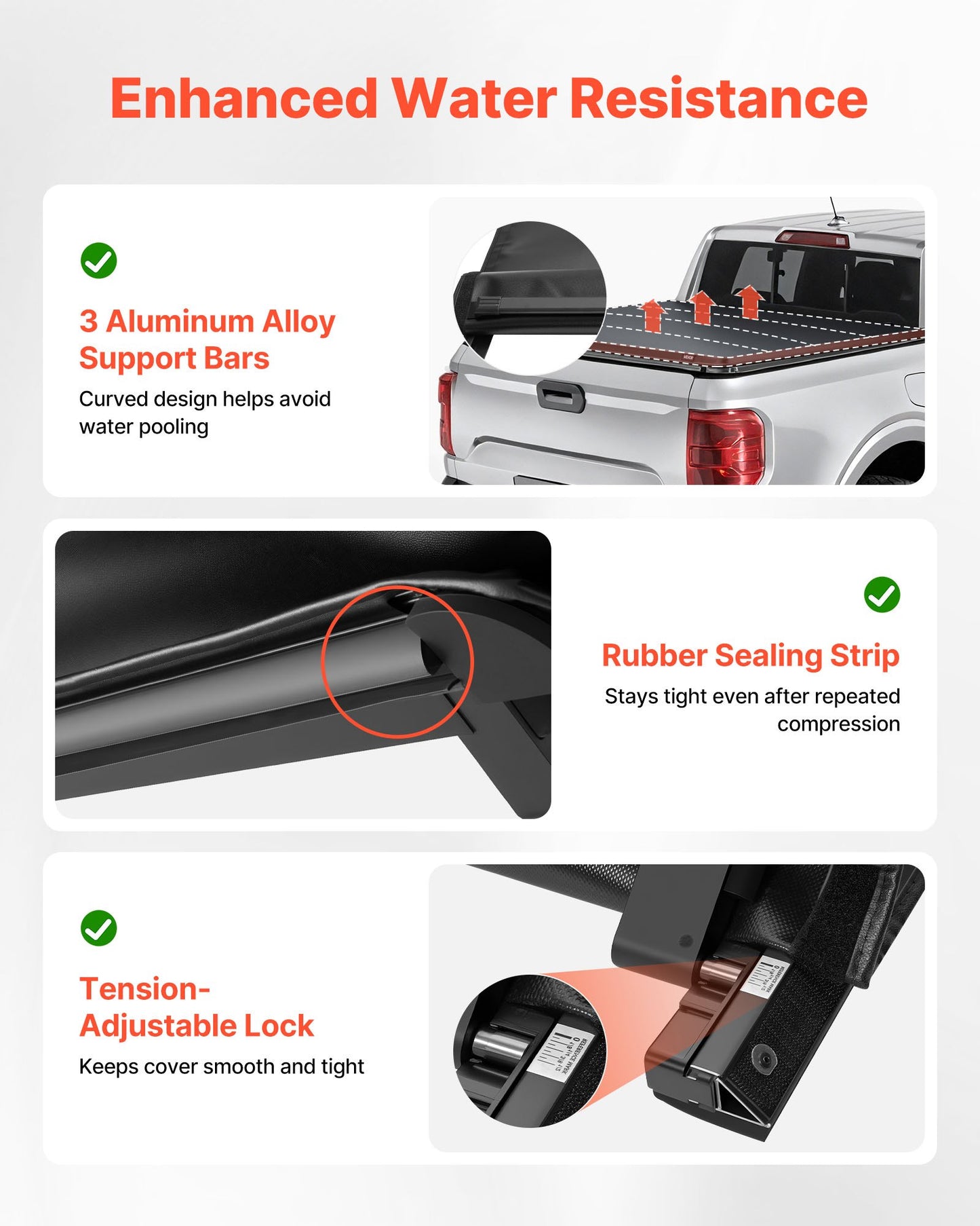 Soft Roll-Up Truck Bed Tonneau Cover, Compatible with 2022-2025 Ford Maverick, Fits Styleside 4.5 ft (4 ft 6 in/54 in) Bed, Triple-Layer PVC Tonneau Cover with Three Aluminum Alloy Support Bars