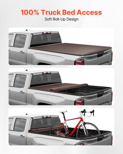 Soft Roll-Up Truck Bed Tonneau Cover, Compatible with 2022-2025 Ford Maverick, Fits Styleside 4.5 ft (4 ft 6 in/54 in) Bed, Triple-Layer PVC Tonneau Cover with Three Aluminum Alloy Support Bars