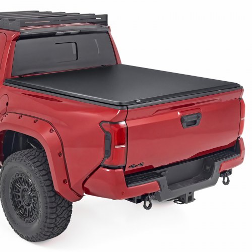 Soft Roll-Up Truck Bed Tonneau Cover, Compatible with 2024-2025 Toyota Tacoma (Excl. Trail Edition) with Deck Rail System, Fits 5 ft (60 in) Bed, PVC Tonneau Cover with Three Aluminum Alloy Bars