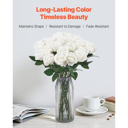 60 st vita rosor konstgjorda blommor realistisk bukett för juldekoration |  EU