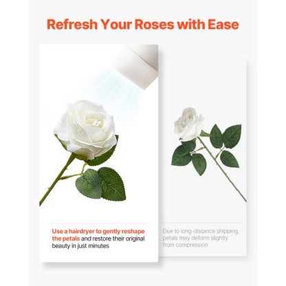 60 st vita rosor konstgjorda blommor realistisk bukett för juldekoration |  EU