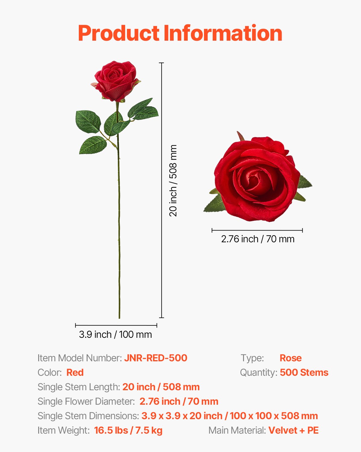 Artificial Flowers, 500 pcs Real Looking Red Foam Fake Roses Bulk, Faux Red Bridal Shower with Stems for DIY Wedding Bouquets, Home Centerpieces Arrangements, Party Tables Decorations